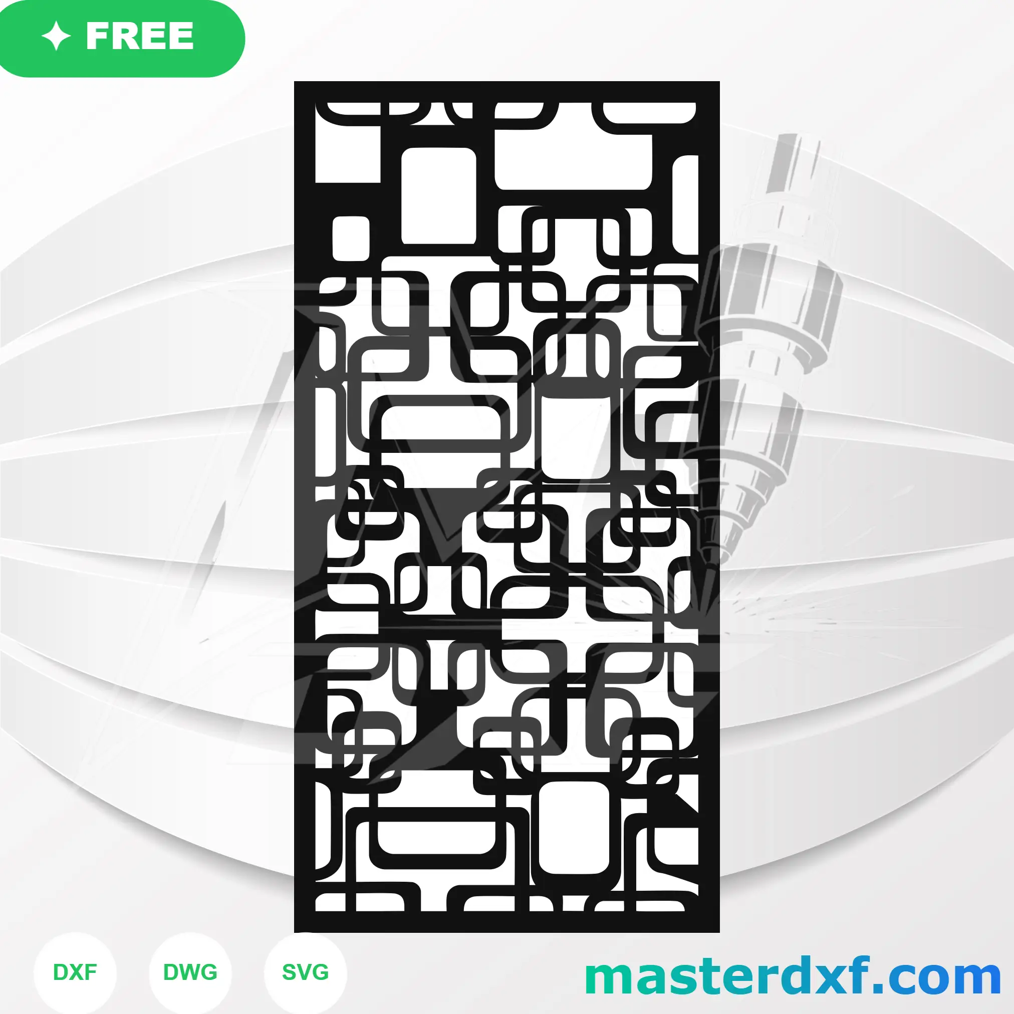 Retro Interlocking Rounded Rectangle Lattice Screen DXF File